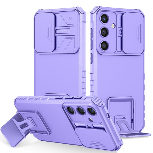 Samsung Galaxy S24+ 5G Stereoscopic Holder Sliding Camshield Phone Case - Purple
