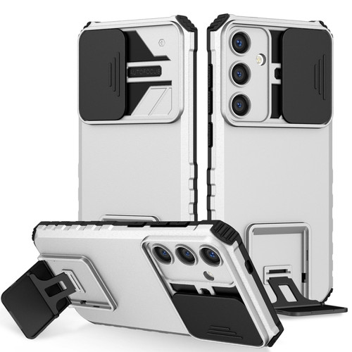 Samsung Galaxy S24+ 5G Stereoscopic Holder Sliding Camshield Phone Case - White