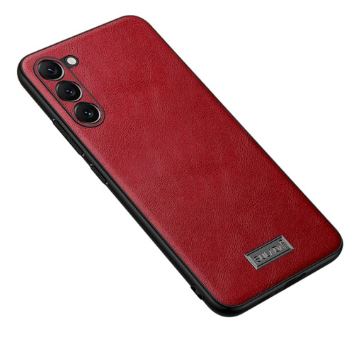 Samsung Galaxy S24+ 5G SULADA Shockproof TPU + Handmade Leather Phone Case - Red