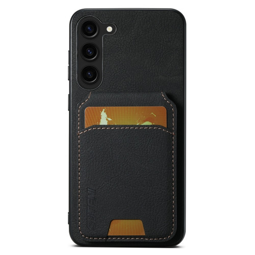 Samsung Galaxy S24+ 5G Suteni H02 Litchi Leather Card Wallet Stand Back Phone Case - Black