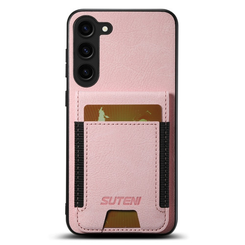 Samsung Galaxy S24+ 5G Suteni H03 Litchi Leather Card Bag Stand Back Phone Case - Pink