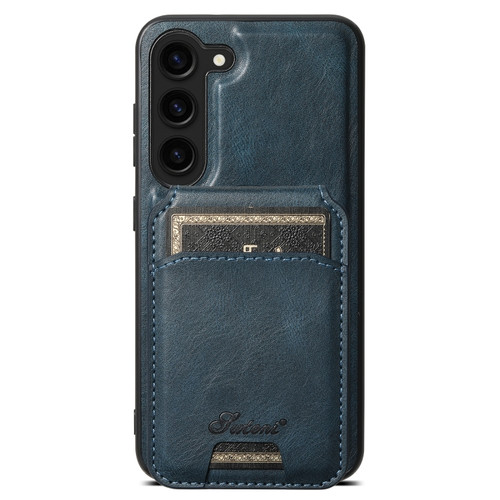 Samsung Galaxy S24+ 5G Suteni H15 MagSafe Oil Eax Leather Detachable Wallet Back Phone Case - Blue