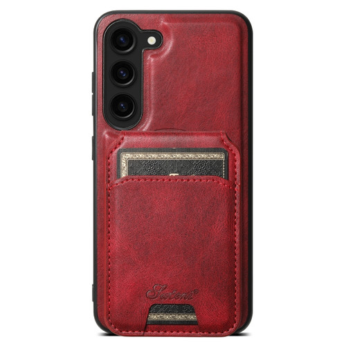 Samsung Galaxy S24+ 5G Suteni H15 MagSafe Oil Eax Leather Detachable Wallet Back Phone Case - Red