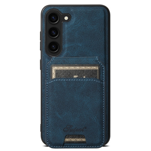 Samsung Galaxy S24+ 5G Suteni H16 Litchi Texture Leather Detachable Wallet Back Phone Case - Blue