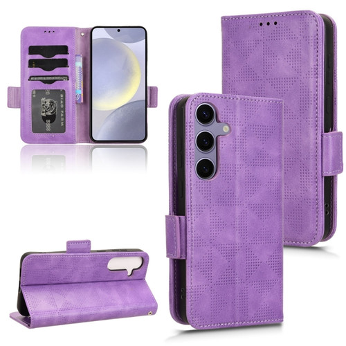 Samsung Galaxy S24+ 5G Symmetrical Triangle Leather Phone Case - Purple
