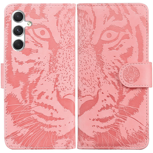 Samsung Galaxy S24+ 5G Tiger Embossing Pattern Flip Leather Phone Case - Pink