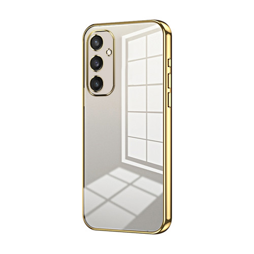 Samsung Galaxy S24+ 5G Transparent Plating Fine Hole Phone Case - Gold