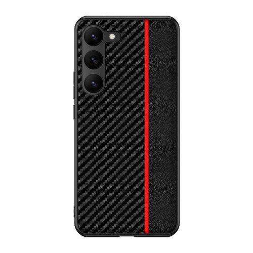 Samsung Galaxy S24+ 5G Ultra-thin Carbon Fiber Texture Splicing Phone Case - Red