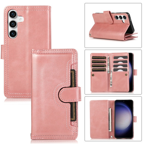 Samsung Galaxy S24+ 5G Wristband Card Slot Leather Phone Case - Rose Gold