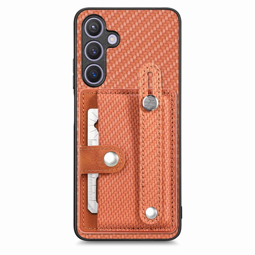 Samsung Galaxy S24+ 5G Wristband Kickstand Wallet Back Phone Case with Tool Knife - Brown