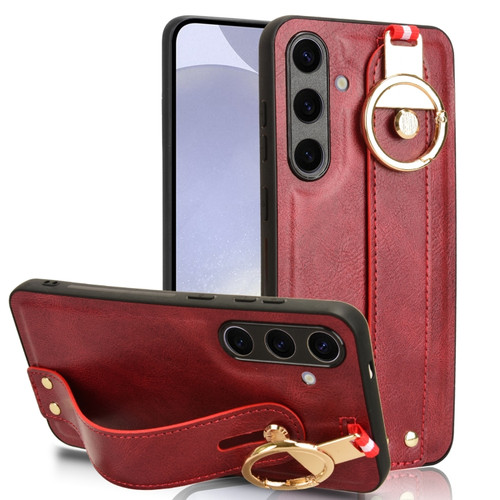 Samsung Galaxy S24+ 5G Wristband Leather Back Phone Case - Red
