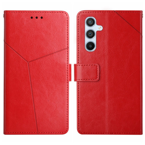 Samsung Galaxy S24+ 5G Y-shaped Pattern Flip Leather Phone Case - Red