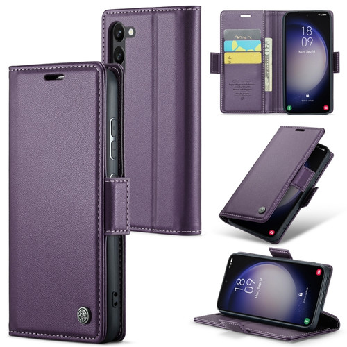 Samsung Galaxy S24+ CaseMe 023 Butterfly Buckle Litchi Texture RFID Anti-theft Leather Phone Case - Pearly Purple