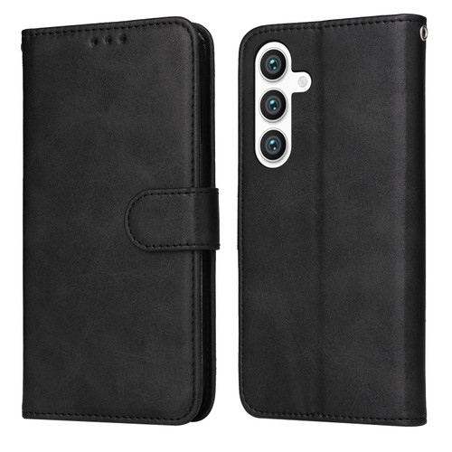 Samsung Galaxy S24+ Classic Calf Texture Flip Leather Phone Case - Black