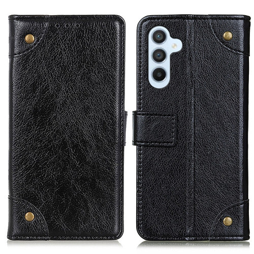 Samsung Galaxy S24+ Copper Buckle Nappa Texture Leather Phone Case - Black