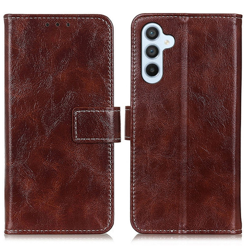 Samsung Galaxy S24+ Retro Crazy Horse Texture Leather Phone Case - Brown