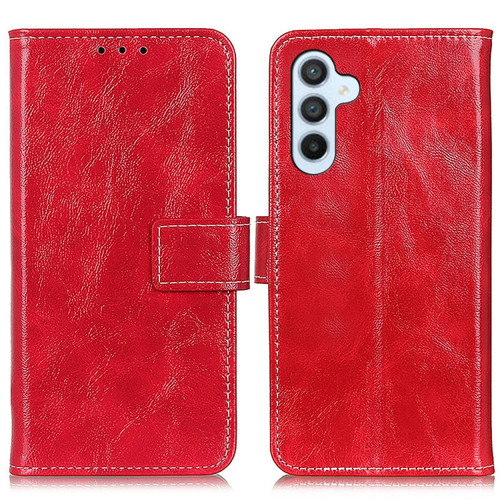 Samsung Galaxy S24+ Retro Crazy Horse Texture Leather Phone Case - Red