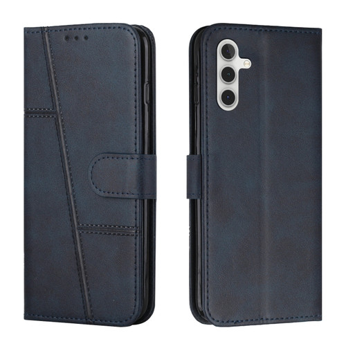 Samsung Galaxy S24+ Stitching Calf Texture Buckle Leather Phone Case - Blue