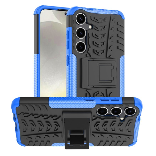 Samsung Galaxy S24+ Tire Texture TPU + PC Phone Case with Holder - Blue