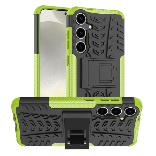 Samsung Galaxy S24+ Tire Texture TPU + PC Phone Case with Holder - Green