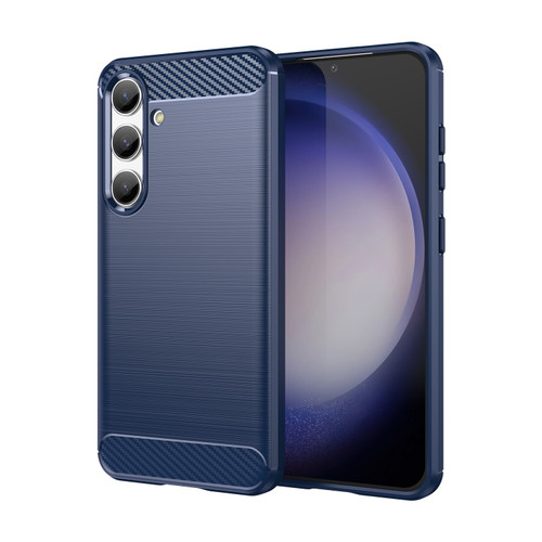 Samsung Galaxy S24 5G Brushed Texture Carbon Fiber TPU Phone Case - Blue
