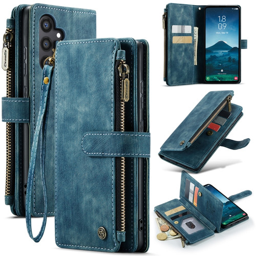 Samsung Galaxy S24 5G CaseMe C30 Card Slots Zipper Wallet Leather Phone Case - Blue