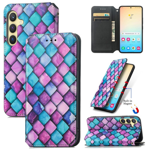 Samsung Galaxy S24 5G CaseNeo Colorful Magnetic Leather Phone Case - Purple Scales