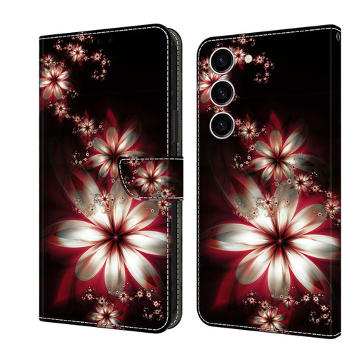 Samsung Galaxy S24 5G Crystal 3D Shockproof Protective Leather Phone Case - Fantastic Flower