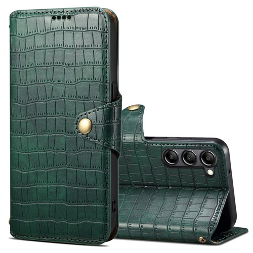 Samsung Galaxy S24 5G Denior Crocodile Texture Oil Edge Leather Phone Case - Green