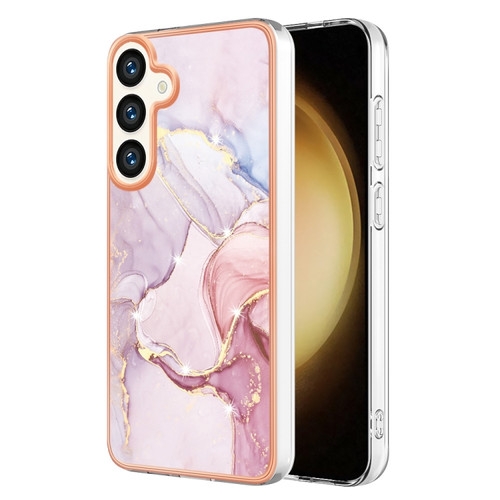 Samsung Galaxy S24 5G Electroplating Marble Dual-side IMD Phone Case - Rose Gold 005