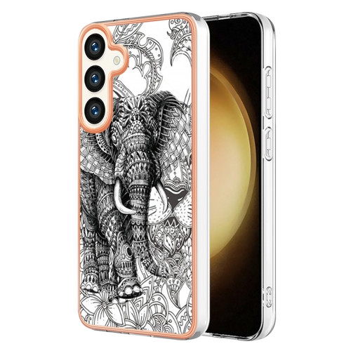 Samsung Galaxy S24 5G Electroplating Marble Dual-side IMD Phone Case - Totem Elephant
