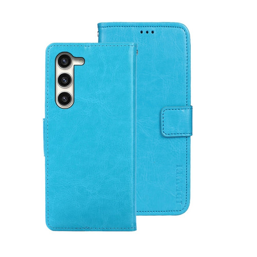 Samsung Galaxy S24 5G idewei Crazy Horse Texture Leather Phone Case - Sky Blue