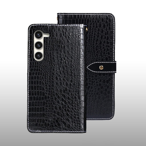 Samsung Galaxy S24 5G idewei Crocodile Texture Leather Phone Case - Black