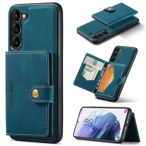 Samsung Galaxy S24 5G JEEHOOD J01 Retro Magnetic Detachable Wallet Phone Case - Blue