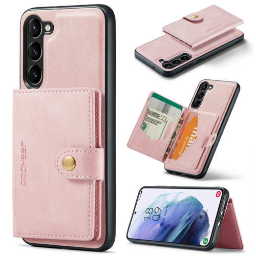 Samsung Galaxy S24 5G JEEHOOD J01 Retro Magnetic Detachable Wallet Phone Case - Pink