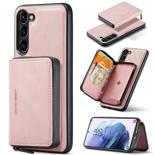 Samsung Galaxy S24 5G JEEHOOD Magnetic Zipper Horizontal Flip Leather Phone Case - Pink
