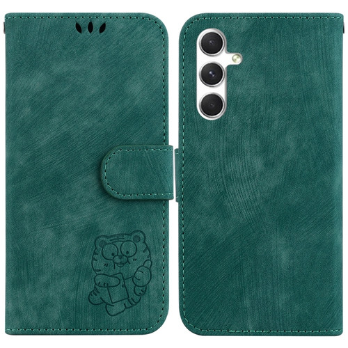 Samsung Galaxy S24 5G Little Tiger Embossed Leather Phone Case - Green