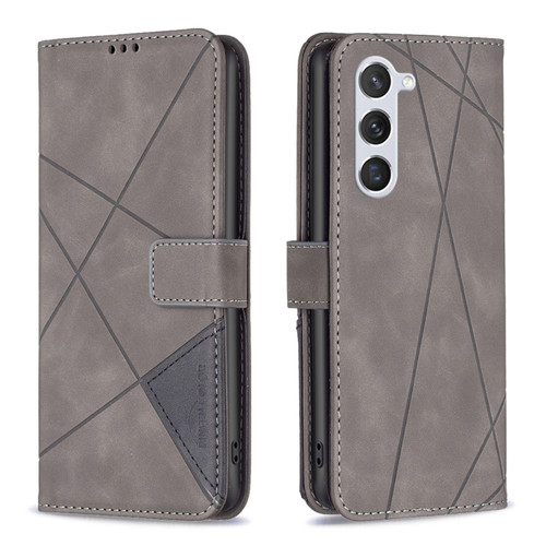 Samsung Galaxy S24 5G Magnetic Buckle Rhombus Texture Leather Phone Case - Grey