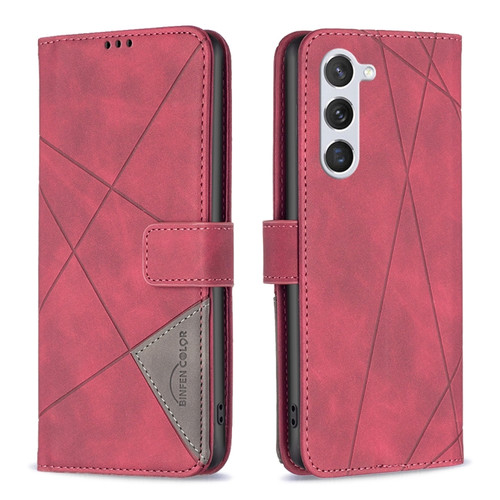 Samsung Galaxy S24 5G Magnetic Buckle Rhombus Texture Leather Phone Case - Red