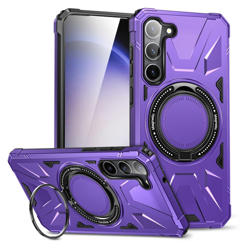 Samsung Galaxy S24 5G MagSafe Magnetic Shockproof Phone Case with Ring Holder - Purple