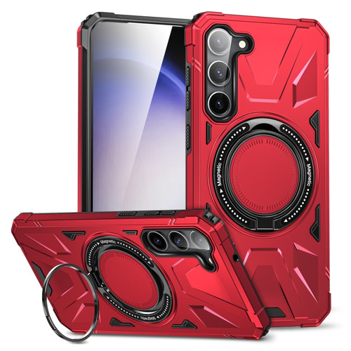 Samsung Galaxy S24 5G MagSafe Magnetic Shockproof Phone Case with Ring Holder - Red