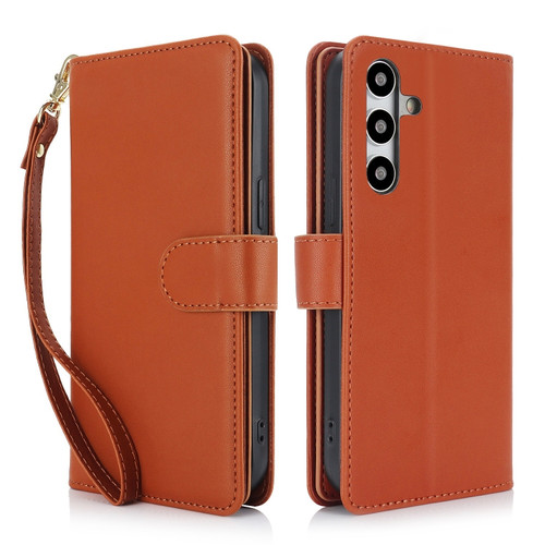 Samsung Galaxy S24 5G Multi-Card Wallet RFID Leather Phone Case - Brown