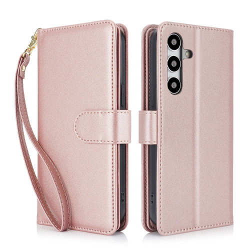 Samsung Galaxy S24 5G Multi-Card Wallet RFID Leather Phone Case - Rose Gold