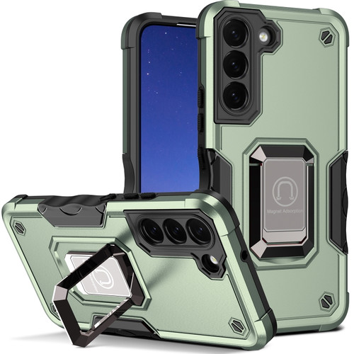 Samsung Galaxy S24 5G Non-slip Shockproof Armor Phone Case with Ring Holder - Green