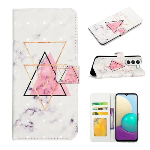 Samsung Galaxy S24 5G Oil Embossed 3D Drawing Leather Phone Case - Triangular Marble