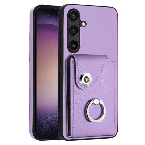 Samsung Galaxy S24 5G Organ Card Bag Ring Holder PU Phone Case - Purple