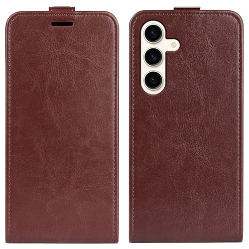 Samsung Galaxy S24 5G R64 Texture Vertical Flip Leather Phone Case - Brown