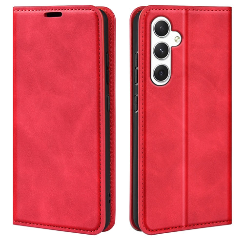 Samsung Galaxy S24 5G Retro-skin Magnetic Suction Leather Phone Case - Red