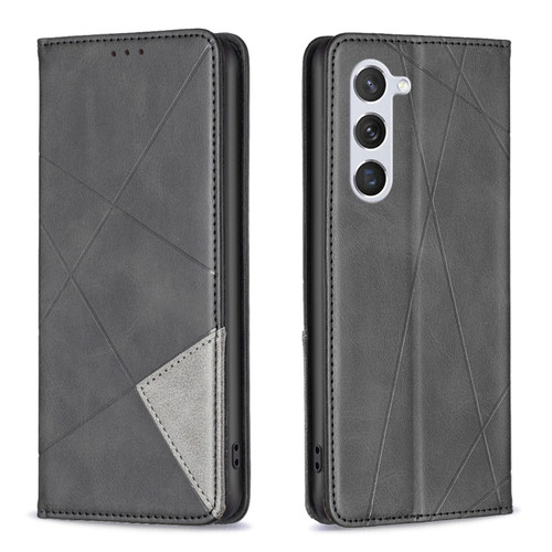 Samsung Galaxy S24 5G Rhombus Texture Magnetic Leather Phone Case - Black