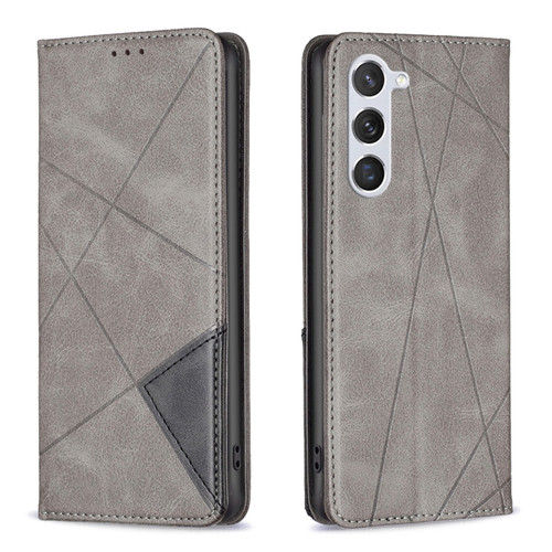 Samsung Galaxy S24 5G Rhombus Texture Magnetic Leather Phone Case - Grey